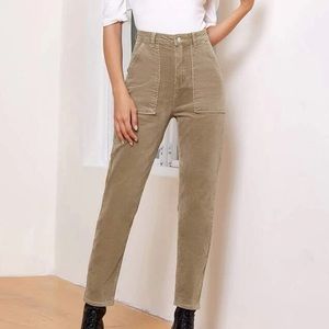 SHEIN Slant Pocket Corduroy Pants